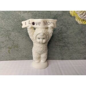 dept 56 I Love Mom Pink Rhinstone Snowbabies Bisque Figurine‎